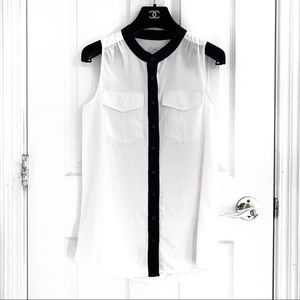 J Crew Sleeveless Button Blouse Tipped Draped Tank